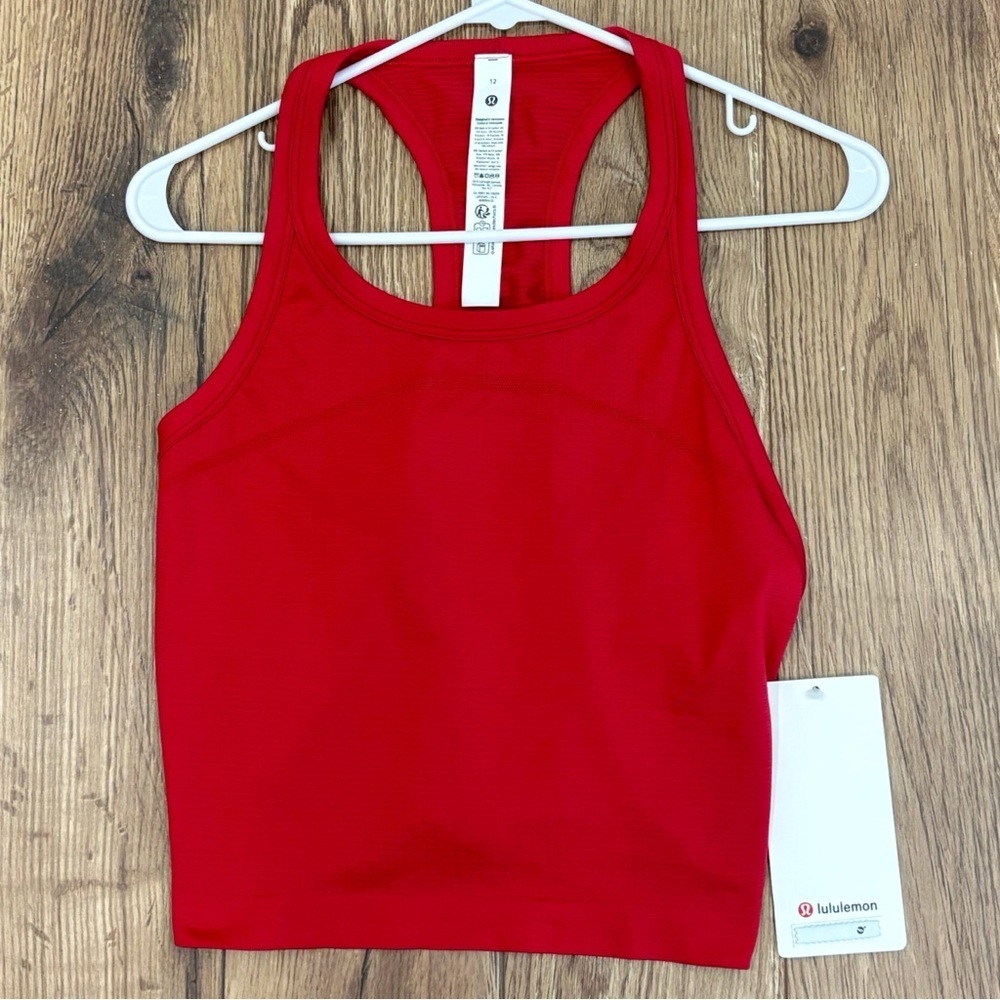 NWT Lululemon Swiftly Tech Cropped Racerback Tank Top Sz 12 In Pink Dragonfruit